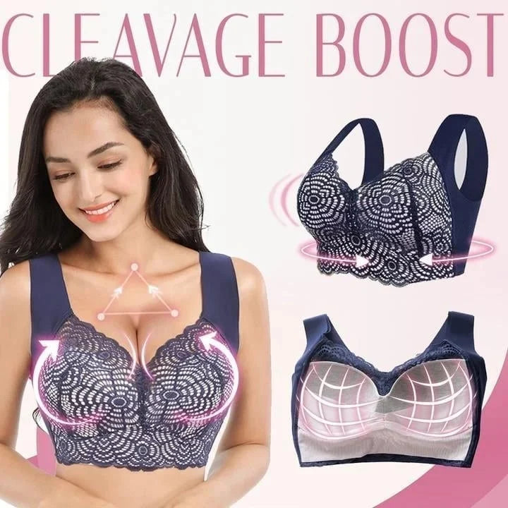 Stretch Full-Figure Seamless Lace Trim Bra