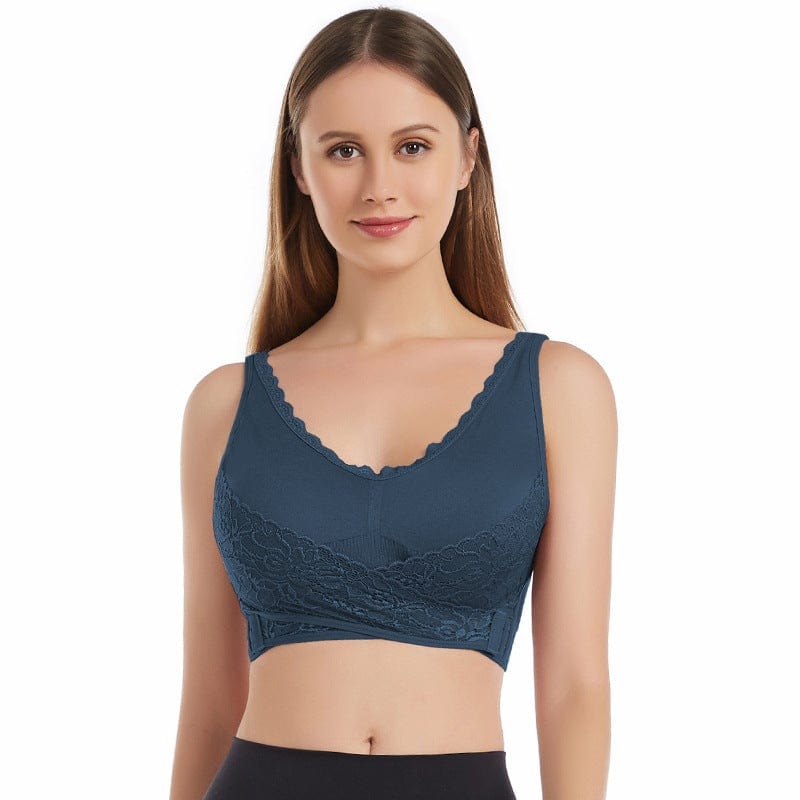 Wireless Front Cross Adjustable Side Buckle Lace Bra