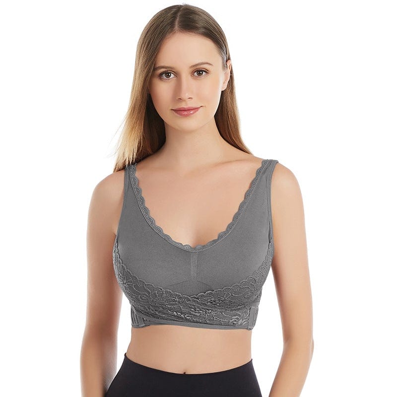 Wireless Front Cross Adjustable Side Buckle Lace Bra