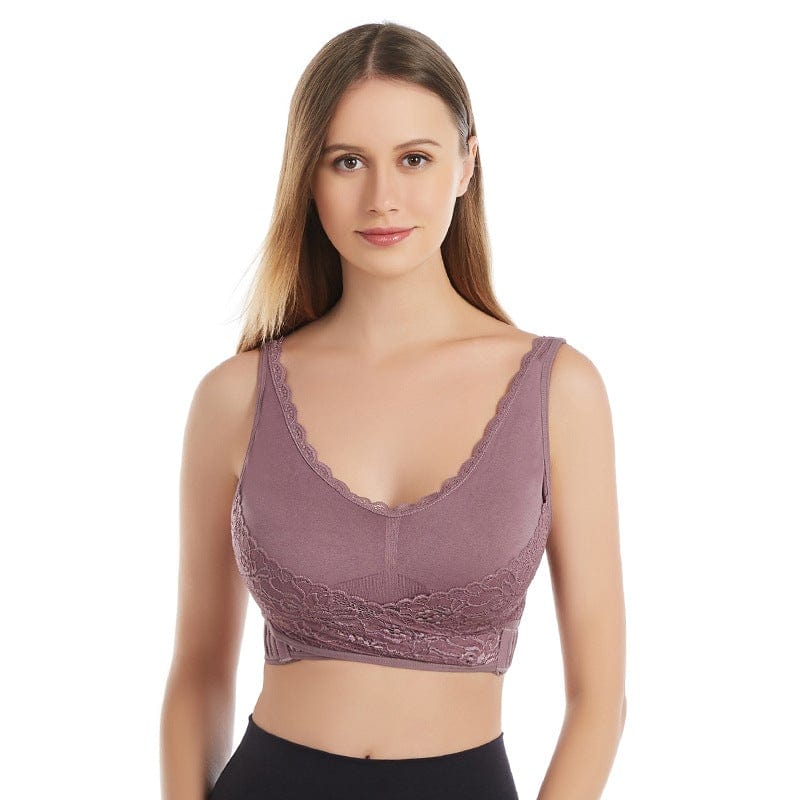 Wireless Front Cross Adjustable Side Buckle Lace Bra