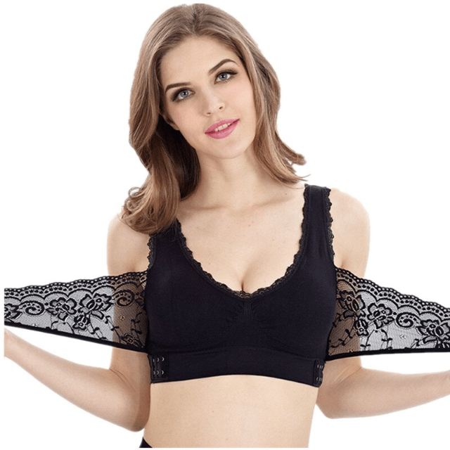 Wireless Front Cross Adjustable Side Buckle Lace Bra