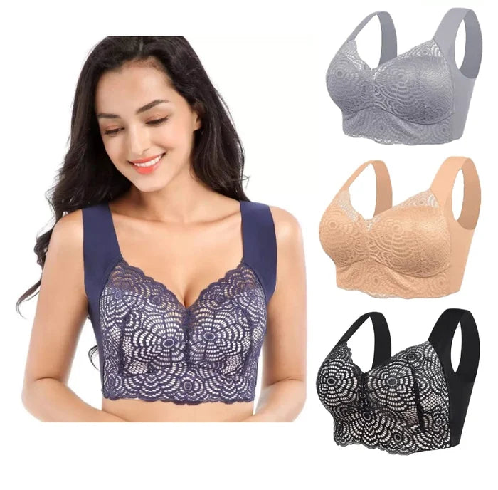 Stretch Full-Figure Seamless Lace Trim Bra